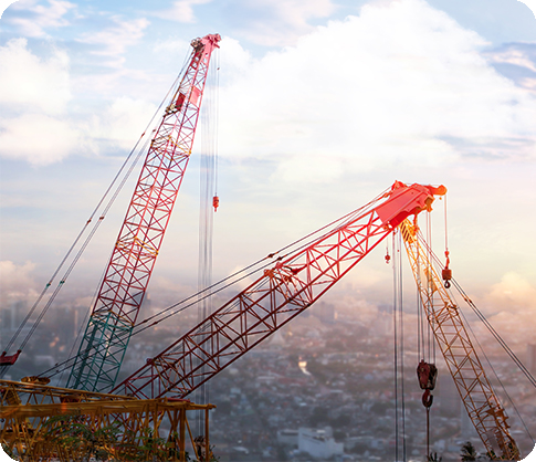 The tower crane and mobile crane and collar crane and construction site